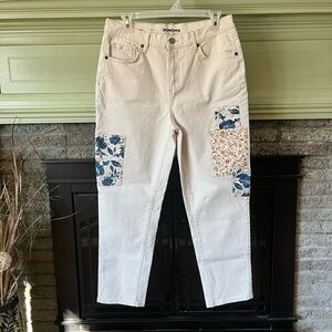 CUTE! Sonoma Jeans with Blue and Brown Floral Patches